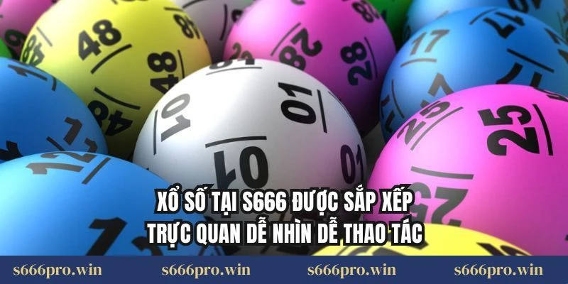 Xổ số tại S666 được sắp xếp trực quan dễ nhìn dễ thao tác
